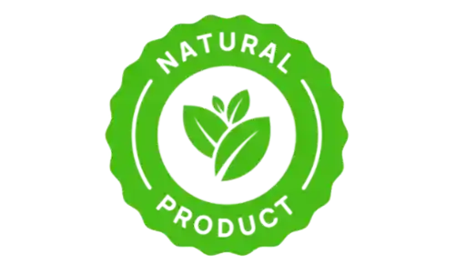 A clean botanical certification icon indicating a holistic natural composition formulated without genetically modified organisms or synthetic chemical additives.